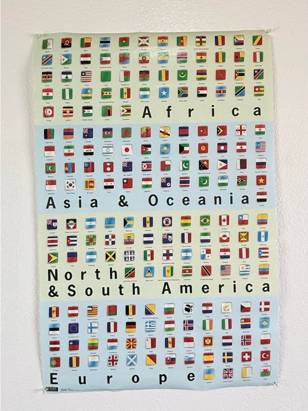 World Flags Poster - Colorful Educational Map  34”x 22”